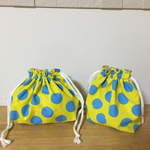 水玉ビタミンカラーのお弁当袋とコップ袋セット