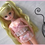 22cmドールサイズ　リカちゃんサイズ 　マカロンピンクのランジェリーセット