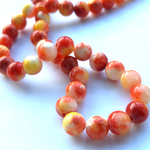 24粒◆マーブル翡翠(オレンジ)◆8㎜ラウンド