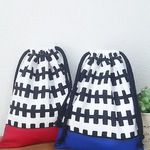 新作2枚セット 北欧調 給食袋 巾着 ブルー&レッド