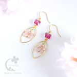 【さくら、咲く】 ピンクシェルの桜と蝶のピアス/p900