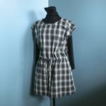 青のタータンチェック　フレンチスリーブ・エプロンチュニック　92