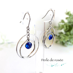 新色♡スワロビジューとダブルリングのピアス/イヤリング   ブルー