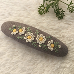 刺繍バレッタ9×2.5 ローマンカモミール