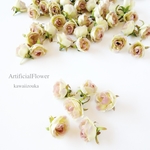 【再10】ミニバラフラワーヘッド☆グリーンピンク 6輪セット　造花・アーティフィシャルフラワー　花材　#70824