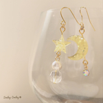 星×月 キラキラ（1） アシンメトリー レジン ピアス/イヤリング