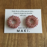 ビーズのループピアス/梅