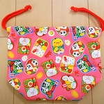 おべんとう柄　お弁当袋　　巾着袋　ピンク