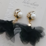 シフォンタッセル×ビジューピアス♡ブラック①