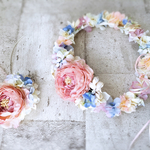 ふんわりピンクの花冠＆リストレット