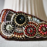 ビーズ刺繍◇バレッタ（ダークレッド系
