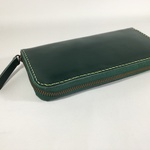 本革  ダークグリーン&カーキカラー系 レザーウォレット 長財布