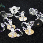 高品質ｶﾝ付き8mm丸皿 483#シルバ 樹脂ピアス パーツ