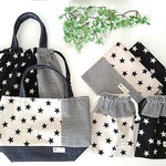 ★asuharuken様オーダー品★通学６点セット　星柄ブラック＆星柄ホワイト　❮入園・入学❯