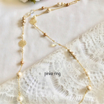 結婚式などにも♡お花とパールgoldロングネックレス