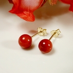 *P154*赤珊瑚（6ｍｍ）☆スタッドピアス