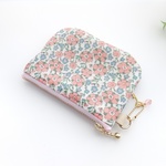 【再販】LIBERTY　Celandine　セランダイン　J16A　サーモンピンク　ビニコの中布・仕切りポケット付き　miniまるポーチ◆　コインケース・小物入れに♪ 
