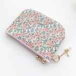 【再販】LIBERTY　Celandine　セランダイン　J14C　ペールピンク　ビニコの中布・仕切りポケット付き　miniまるポーチ◆　コインケース・小物入れに♪ 