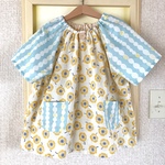 【オーダーのお品】半袖スモック☆サイズ１２０（キイロお花） 