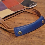 ★肉球　革　バッグ　グリップ　カバー　★　ハンドメイド　シンプル　ブルー