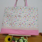 【送料無料】（定外〶のみ）レッスンバッグ　リバティ　リバティ風　清楚　上品　お花柄　お花　花　カワイイ　キュート🌸女の子<ﾋﾟﾝｸ>
