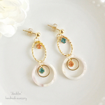 大理石風ダブルフープピアス/イヤリング 