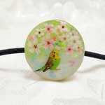 インコちゃんと桜②:ヘアゴム 鳥 花