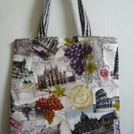 li様オーダー品：USA生地　マチなしイタリア旅行柄トートバッグ