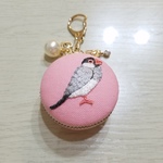 文鳥さんのマカロンポーチキーホルダー【送料無料】