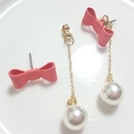 ２way✨リボン&パールピアス。【ピックアップ掲載色ちがい】