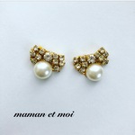 リボン×パールピアス(イヤリング)