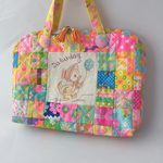 【送料無料】レトロアニマルカラフルパッチワーク持ち手付きポーチ