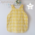 【kids size】６重ガーゼスリーパー＊サークルフラワー＊イエロー