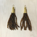 BROWN BEADS TASSEL FRINGE GOLD CHARM PARTS