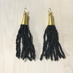 BLACK BEADS TASSEL FRINGE GOLD CHARM PARTS