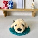 犬ポンポン  ブローチ  ダックスの子犬&ゴールデンレトリバーの子犬