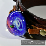 【cosmic town】1点物 宇宙モチーフガラスブレスレット 本革 ギフトボックス【オパール入り】