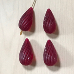 VINTAGE FROST RED TWIST WAVE DROP BEADS
