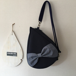 DROP.BAG.ネイビーリボンのしずく3wayなショルダーバッグ。倉敷帆布8号。warabi-noオリジナル。　ネイビー。