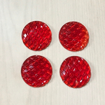 VINTAGE RED CLEAR ROUND DESIGN CABOCHON PARTS
