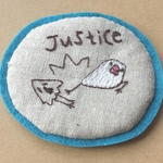 文鳥戦隊シロインジャーの刺繍ブローチ【justice】