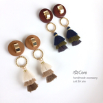 ウッド&3連タッセル♢イヤリングorピアス
