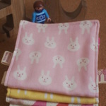 ＊６重ハーフガーゼハンカチ４枚セット＊うさピンク