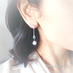 ワンコイン☆ラッピング無料＊オーロラのガラスの花 イヤリング/ピアス シルバー 母の日ギフトにオススメ