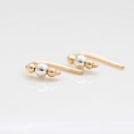 Silver and gold beads 『シルバーとゴールドのシンプル 2way ピアス 3mm- dainty』