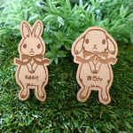 【再販】りぼんうさぎの木製マグネット＊名入れ無料＊