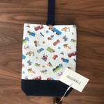 p-apple0824様専用ご注文ページ⭐再×8販⭐車柄ホワイト×紺色シューズケース(入園入学準備)(入園入学グッズ)