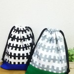 新作2枚セット 北欧調 給食袋 巾着 ブルー&グリーン