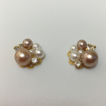 ガラスストーン(ビジュー)とパールのイヤリング ｏｒ ピアス