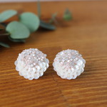 spangle pink&gray 　 刺繍 ピアス /イヤリング